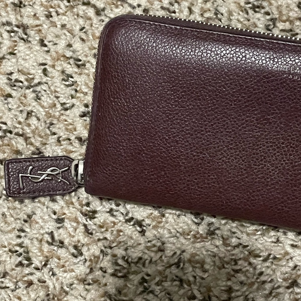 Saint Laurent Paris Burgundy Zip Wallet Leather YSL - Picture 3 of 10